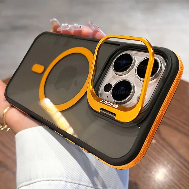 Sleek Black Transparent Magnetic Phone Case with Camera Lens Cover