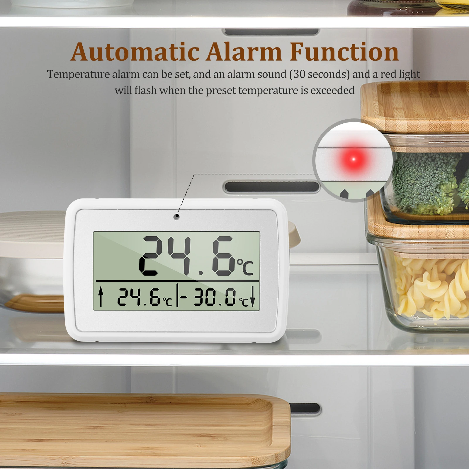 Waterproof LCD Thermometer for Fridge Freezer Temperature Humidity