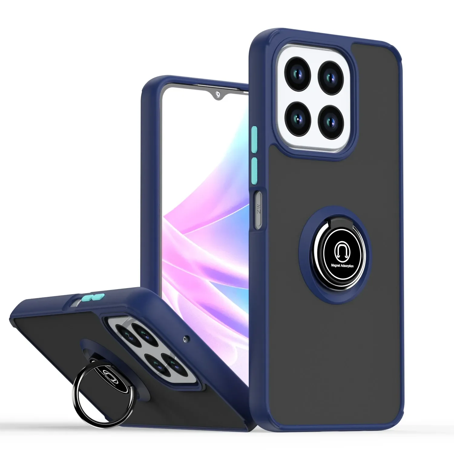 Enhanced Armor Matte Case with Magnetic Ring Stand Holder - Shockproof Protective Cover