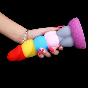 Rainbow Prisoner Dragon's New Liquid Silicone Eggless Monster Dildo Anal Plug SM Men and Women Couples Adult Sex Products 4