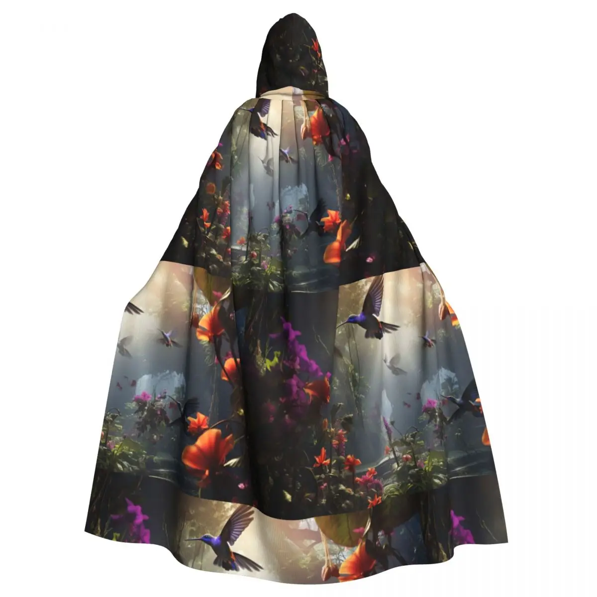 

Hummingbirds Adult Cloak Cape Hooded Medieval Costume Witch Wicca Vampire Elf Purim Carnival Party