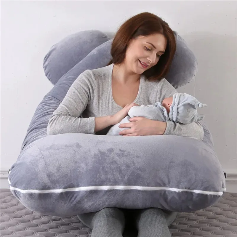 Pregnancy Pillow Pregnancy Body Pillow Multifunction Soft Crystal Velvet Side Lying Waist Support U-shaped Cushion Pregnant Women's Waist Pillow
