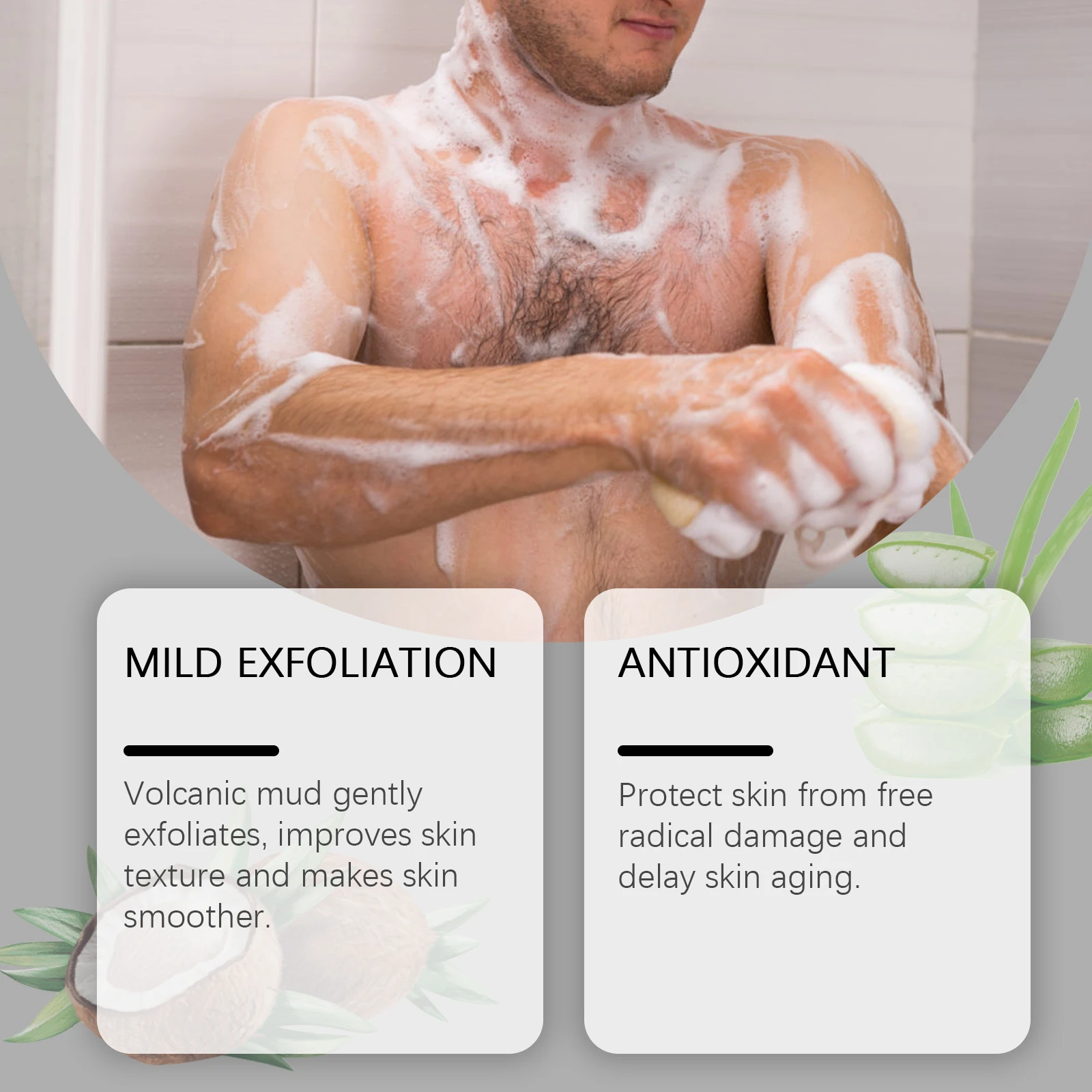 Volcanic Mud Soap Pimples Blackheads Remover Acne Oil Control Face Wash Brightening Soothing Moisturizing Men Body Cleaning Soap 3