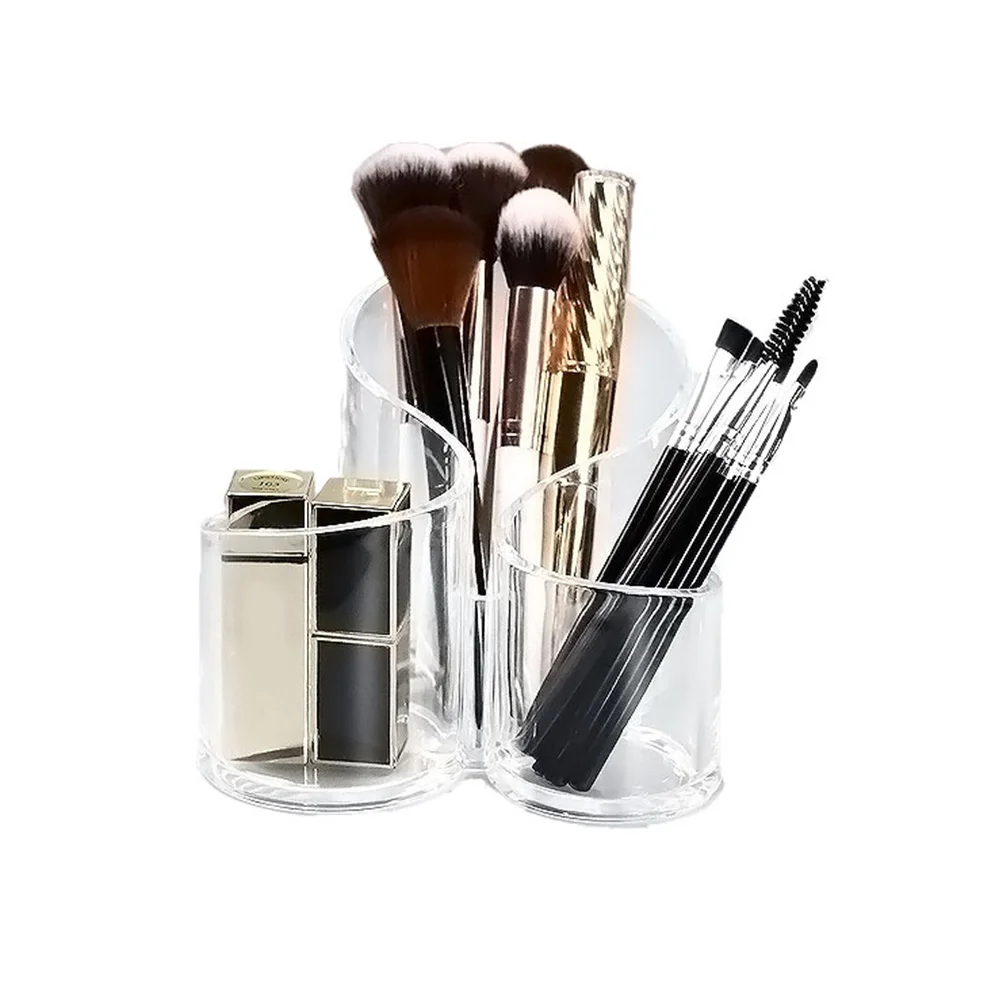 Description Picture 6 of item3 Holes Transparent Cosmetic Makeup Acrylic Makeup Brush Tool Storage Box Case Make-up Brush Holder Table Organizer Makeup Tool