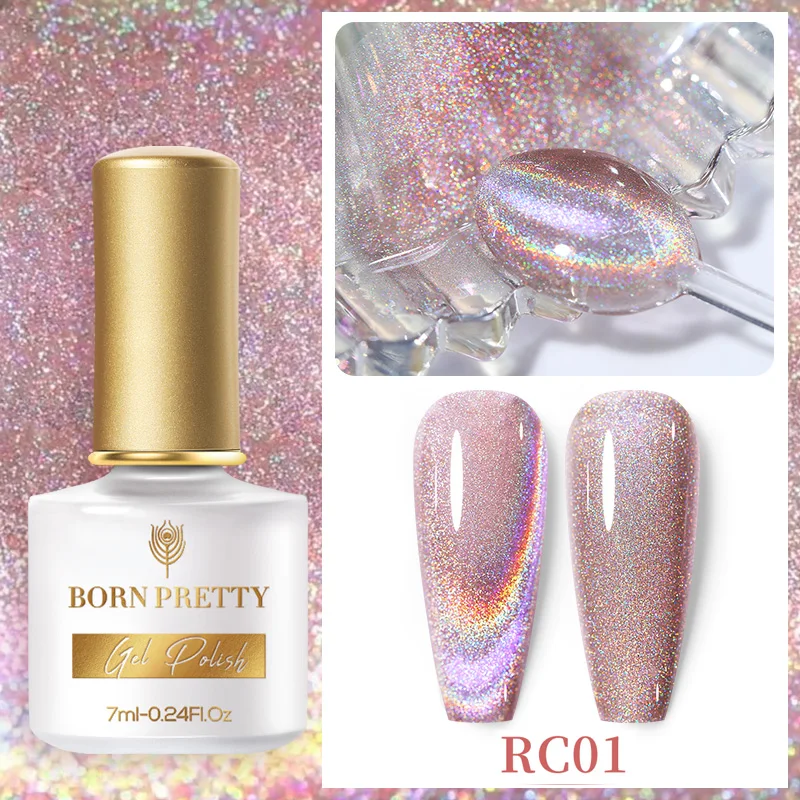 Магнитный Гель-лак для ногтей BORN PRETTY Laser Rainbow Cat 7 мл блестящий голографический