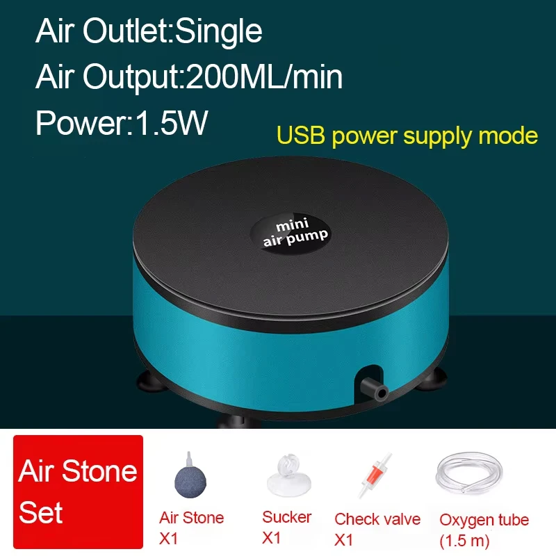 220ml/min 1.5W Ultra Silent Aquarium Air Pump Fish Tank Mini Air Compressor Oxygen Pump for Aquarium Fish Tank