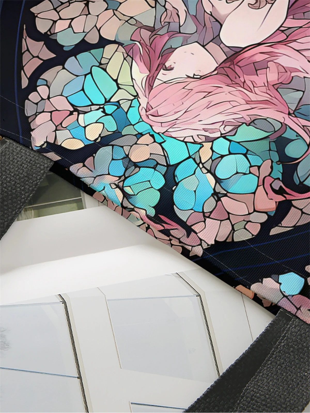 1pc,mermaid handbag, reusable fashionable handbag, multifunctional handbag, printed canvas shopping bag