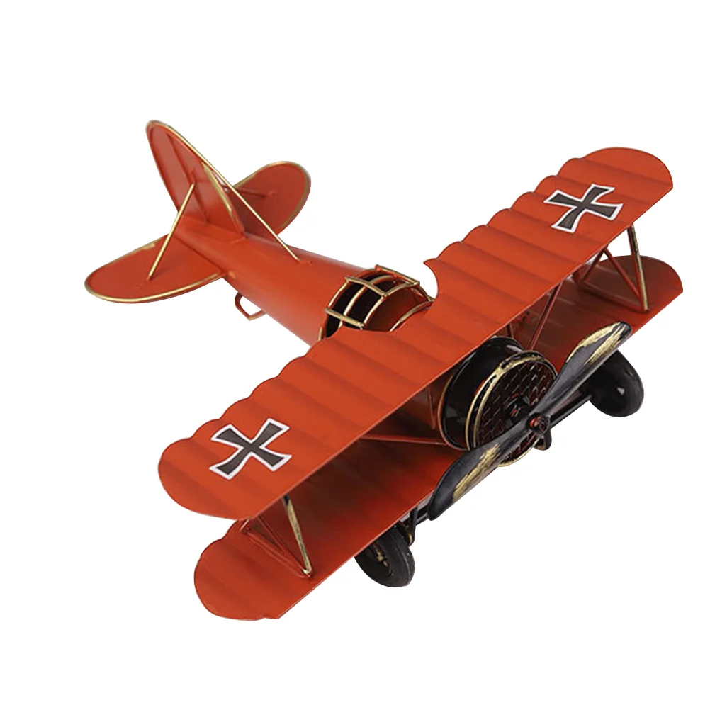 

Vintage Iron Metal Plane Aircraft Models Handicraft for Photo Props Kids Toy Home Decor Ornament Desktop Decoration(Red)