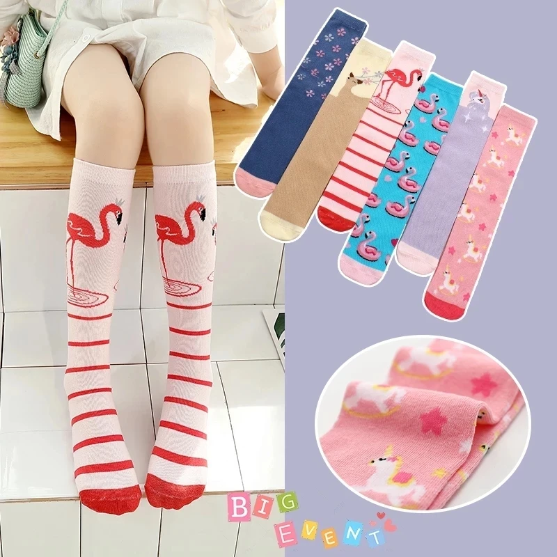 Spring Rainbow Kids Over Knee High Socks Cotton Cartoon Stockings cartoon socks cotton knee socks knee length socks over the calf socks