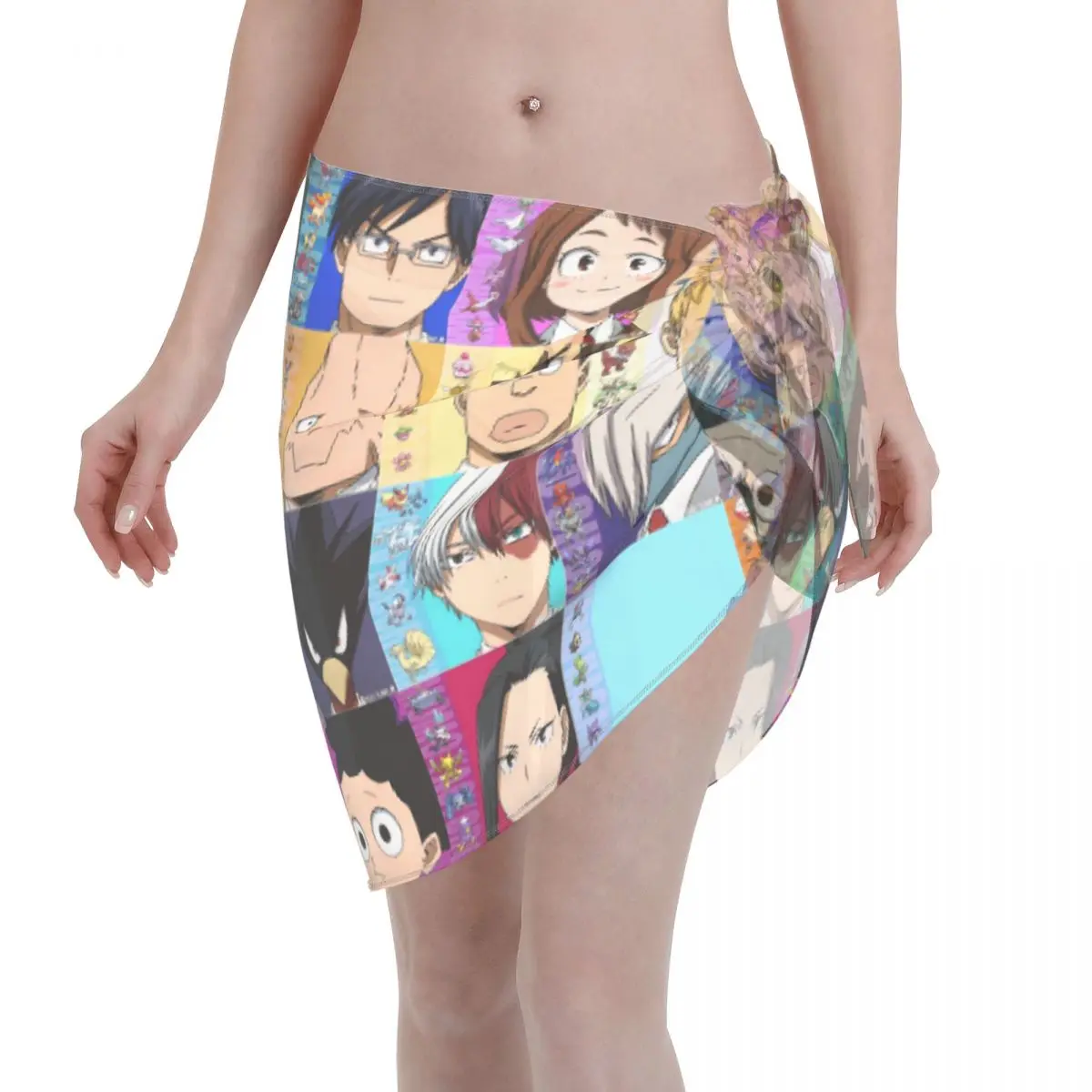 

Sexy Chiffon Swimwear Pareo My Hero Academiam Beach Cover Up Wrap Sarong Skirts Transparent Beachwear Swimsuit Bikini Cover-Ups