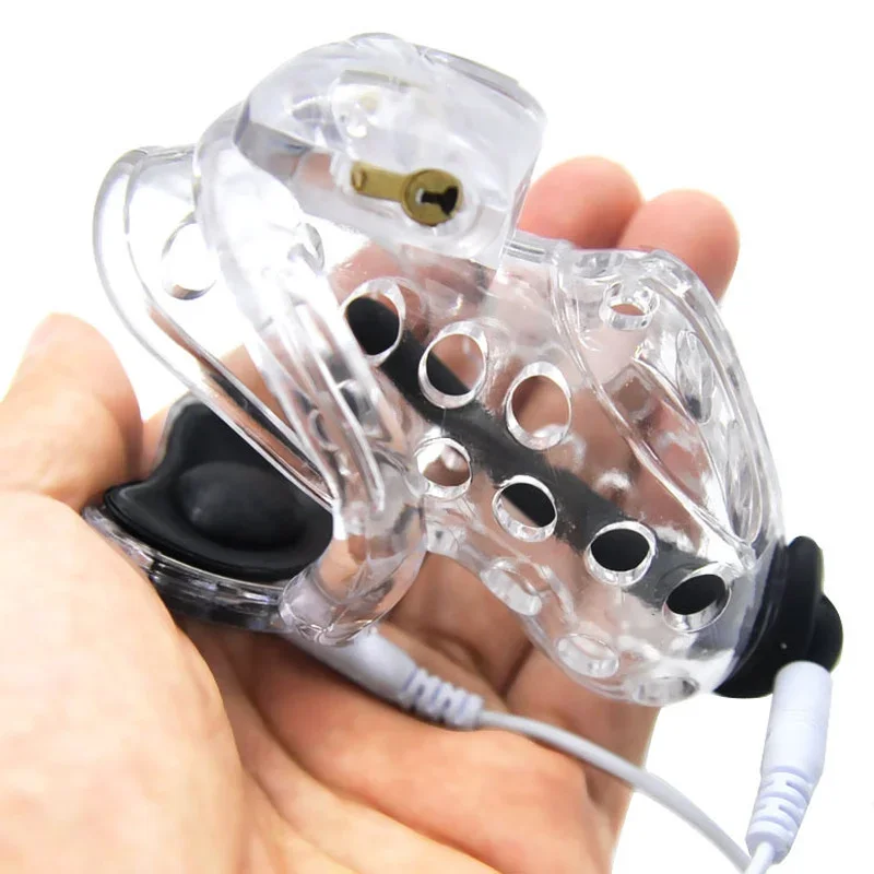 Male Chastity Lock Electric Shock with Urethral Plug Adult Sex Toy
