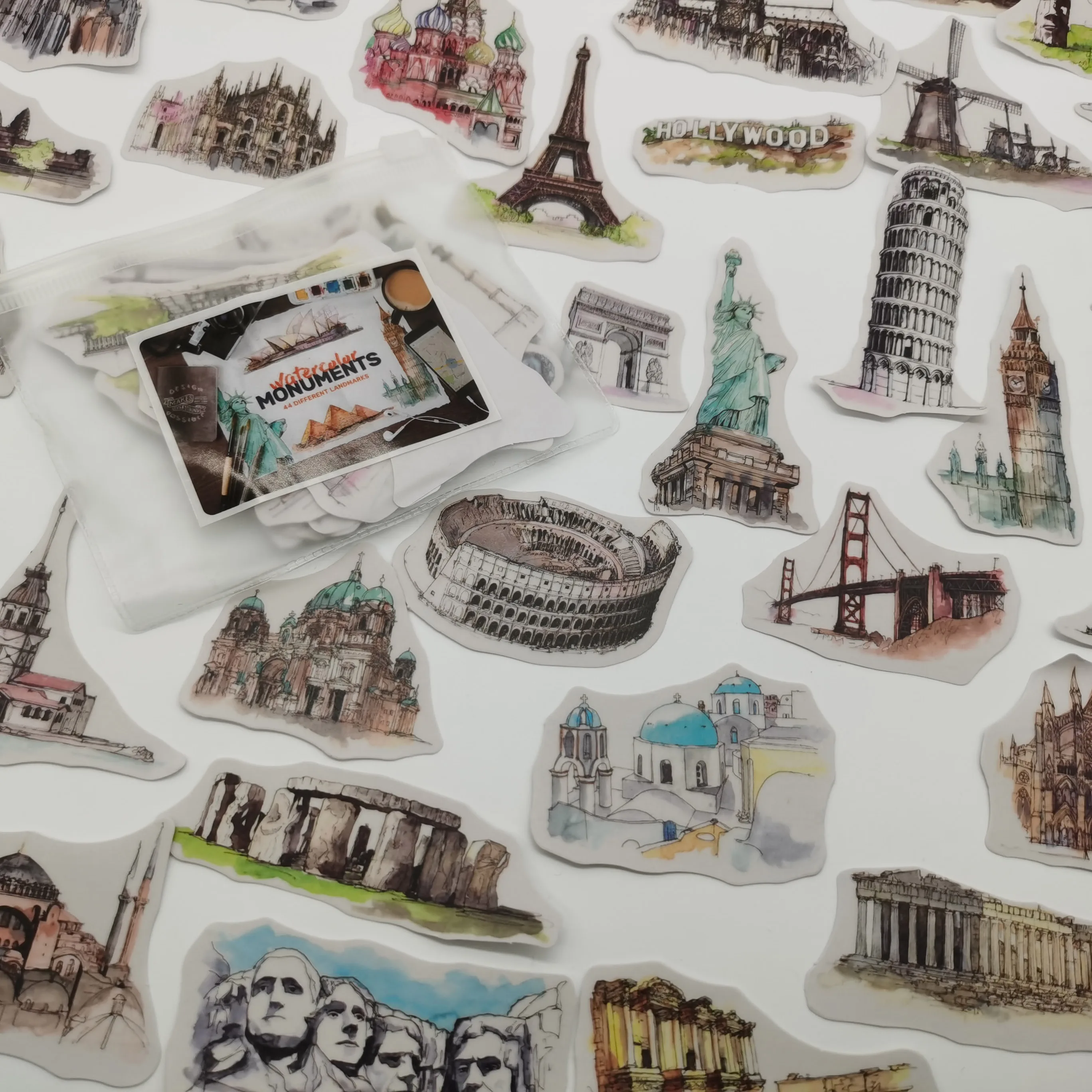 42 Pcs Travel Around The World Painting Paper Decorative Stickers  Scrapbooking Stick Label Diy Diary Album Stationery Sticker - Stationery  Sticker - AliExpress