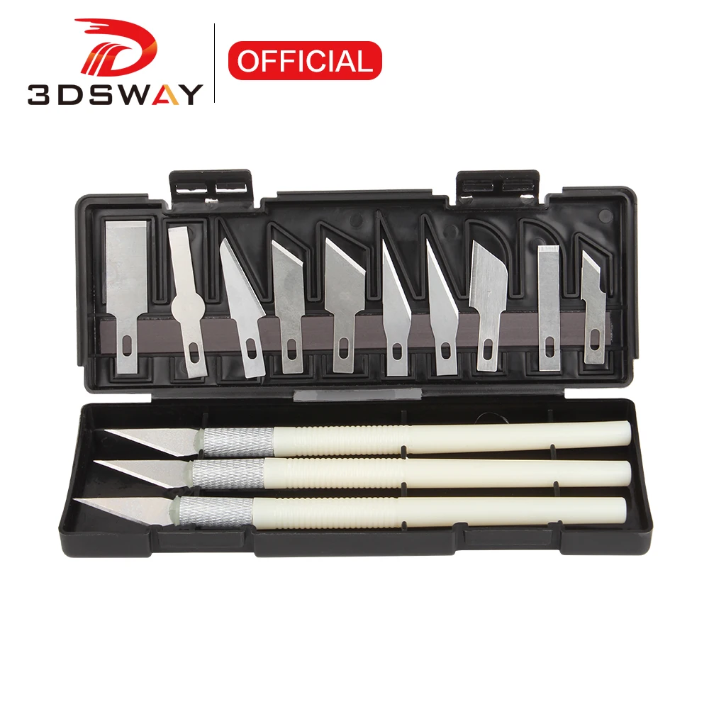 

3DSWAY 3D Printer Parts Model Hand Knife Carving Knife Grinding Aluminum Alloy Tool Filament Hand Trimming Knife Scraper DIY Kit