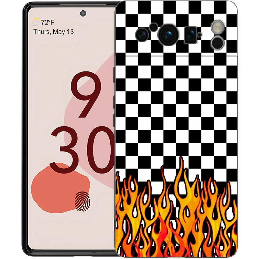 Elegant Checkerboard Chess Board Design Soft Black TPU Phone Case - Luxury Back Cover