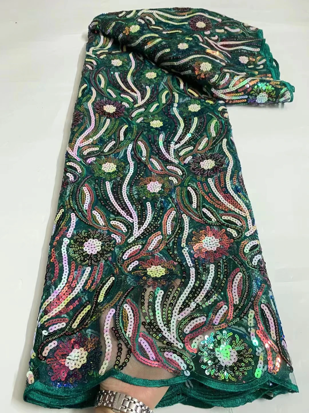 

Familiar French Tulle Lace Fabric 5 Yards High Quality Nigerian Women Party Dress Sequins Embroidery African Lace Sewing DP12003