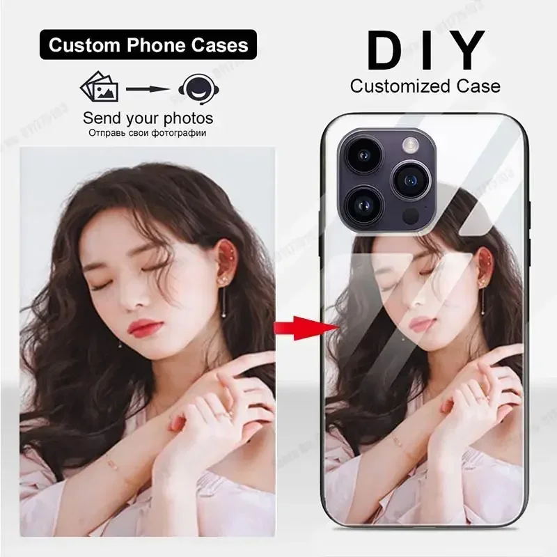 Personalized DIY Custom Picture Phone Case with Tempered Glass Back and Lanyard