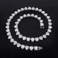45CM nouveau Hip Hop Tennis chaîne Bracelet collier brillant coeur strass CZ mode Rock fête bijoux 3