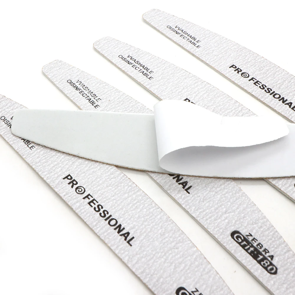 50개/세트 그레이 하프문 전문가용 교체형 네일 파일 (스테인리스 스틸 보드, 일회용 탈착식 사포 패드 포함)