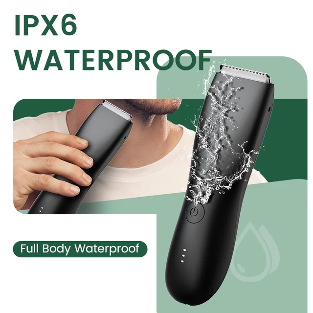 Men's Electric Groin & Body Shaver - Waterproof Dual Head Trimmer Kit w/ LED Light & Foil Blades 3