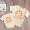 Big Sister Little Sister Rainbow Shirt Retro Sibling Matching Outfit Kids Short Sleeve T-shirt Tops Baby Large Bubbles Romper 1