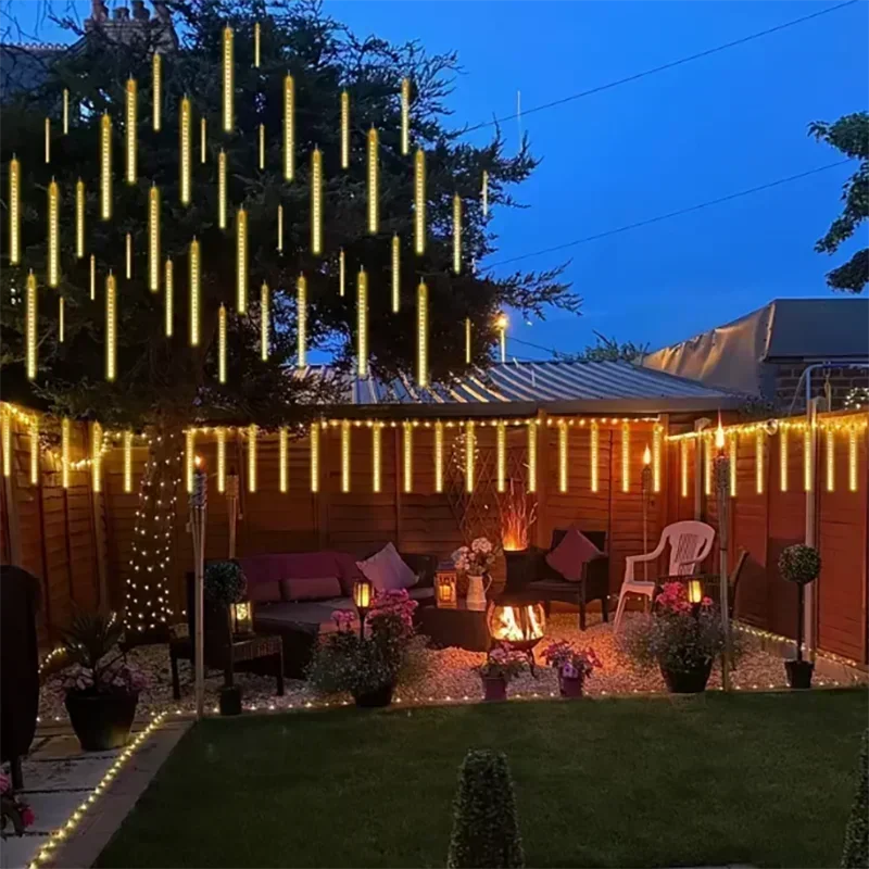 Outdoor Garden 4/3/2/1 Set LED Meteor Shower String Lights 2025 Navidad for Street Garland Holiday Wedding Christmas Decorations