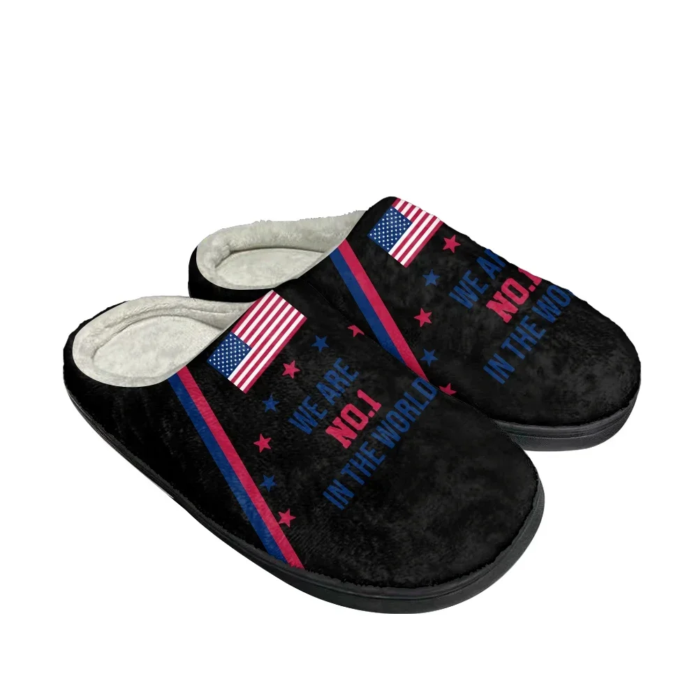 Hot USA Flag Home Cotton Custom Slippers Mens Womens Sandals American Prode Plush Bedroom Casual Keep Warm Shoes Thermal Slipper