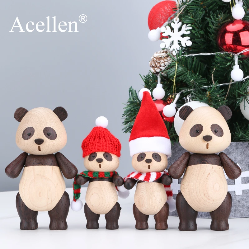 Figurines de panda en bois d'Auckland, ornements d'animaux en bois