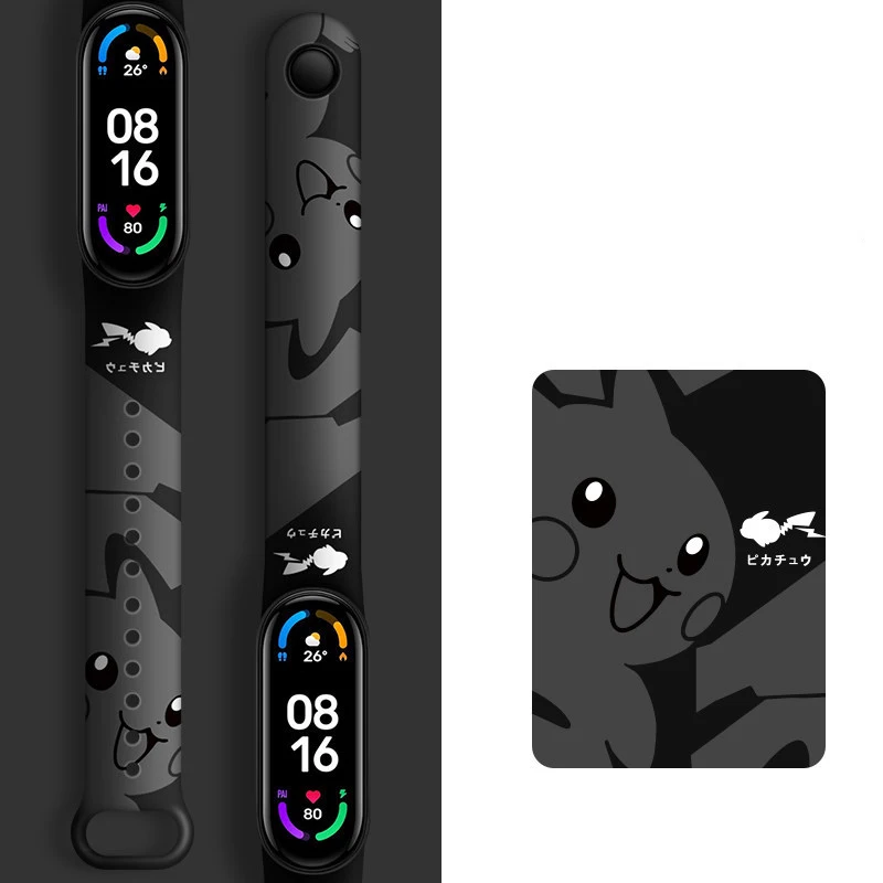 Pokemon Picachu Fashion Cartoon Electronic Watch Ring Strap Wristband  Sports Smart Bracelet Silicone Replacement Kids Toy  Gift