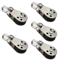 5pcs Stainless Steel Pulley Block Hanging Wire Towing Wheel Lifting Rope for Crane Marine Sailing 1