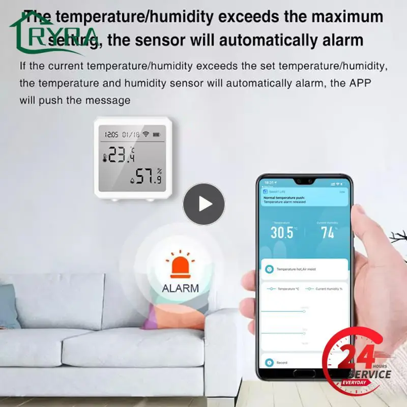 

Tuya Wifi Temperature and Humidity Sensor Wireless Smart Thermometer Hygrometer Detector Works with Alexa Home Smart Life