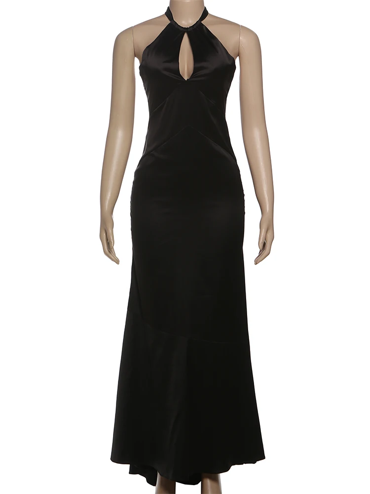 Nibber Smooth Maxi Dress Women Bandage Halter Backless Sleeveless Hollow Clubwear Skinny Elegant Banquet Chic Fashion Vestidos