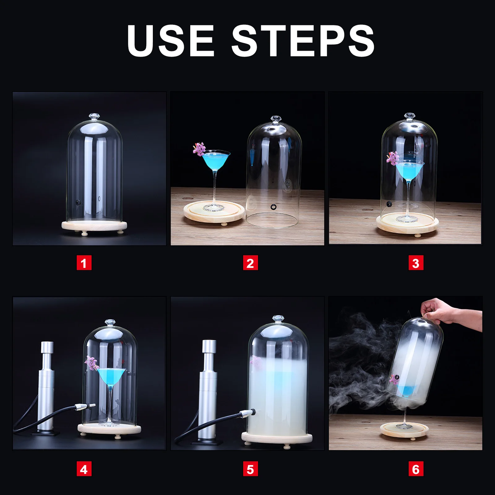 Dome Smoking Cover Lid Glass Cloche Infuser For Drinks Cocktail Jar Cold Food Smoker Cake Lids Plate Dessert