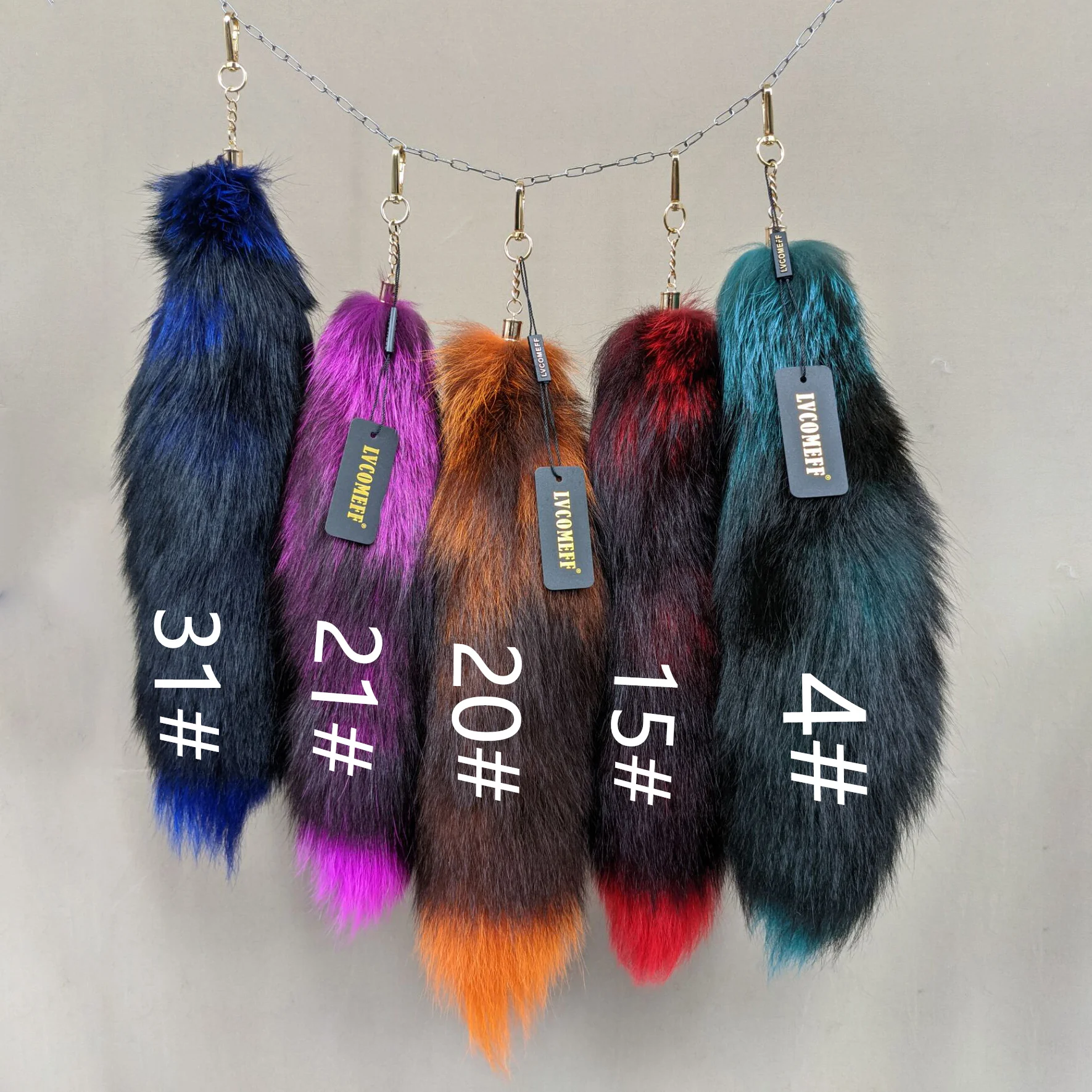 Luxurious Natural Fox Fur Tail Keychain - Chic Y2K Fashion Accessory, 40 cm