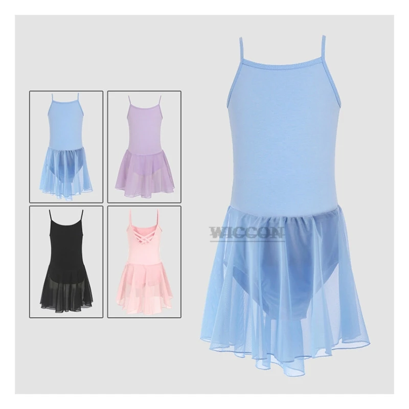 

Балетные трико для девочек, Одежда для танцев на сцене, кофта с перекрестной спиной, гимнастическое платье, детский балет