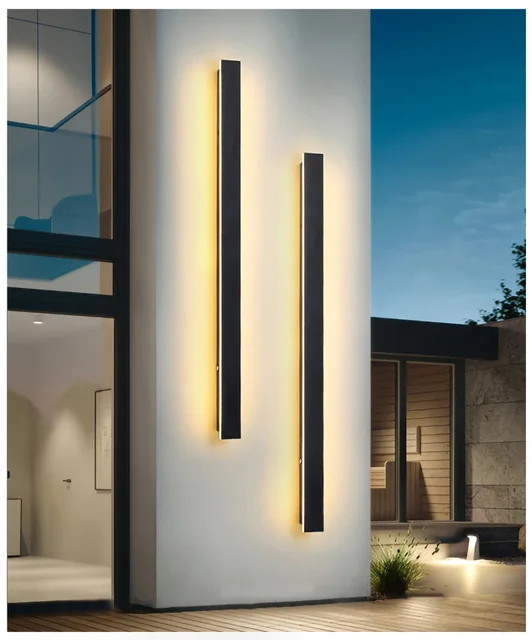 Applique murale longue LED etanche, eclairage exterieur, lampe decorative,  moderne, ip65, jardin, villa, balcon, 110 V, 220V