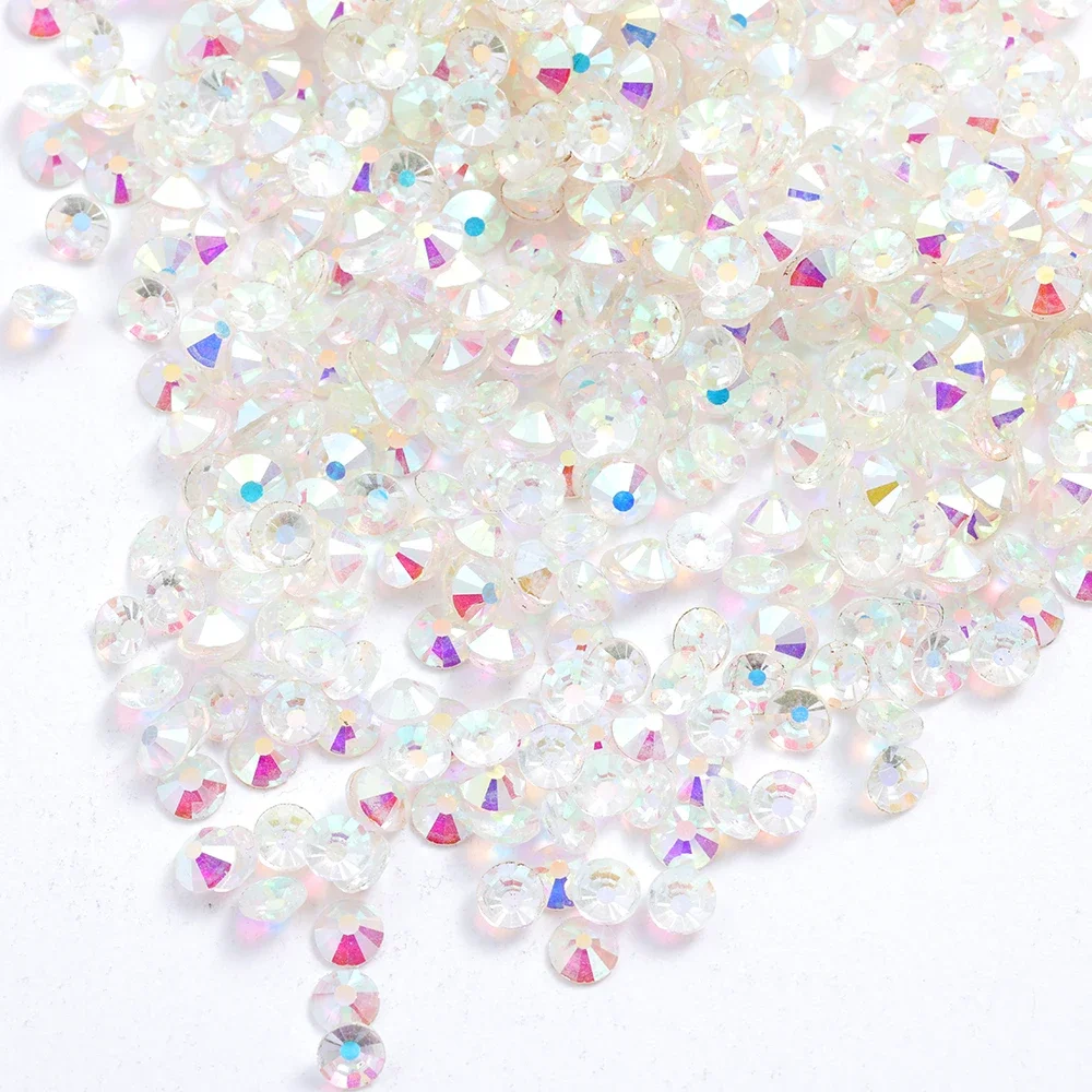 

SS3-SS40 1440PCs Transparent AB Naked 3D Nail Art Decorations Flatback Rhinestones Non HotFix Glue on Crystal Wedding Dress 068