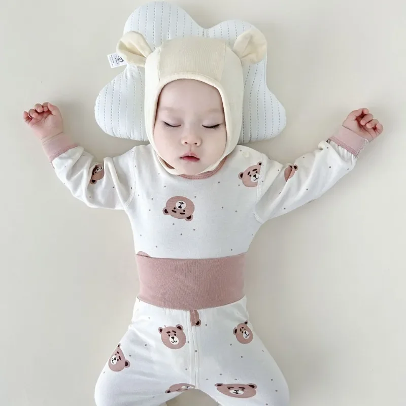 Baby Autumn Clothes Pants Set Children's Underwear High Waist Belly Pants Spring Pajamas Home Wear