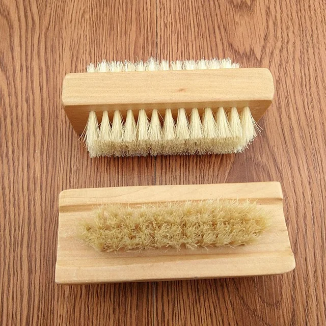 Nail Art Trimming Bristle Brush Wooden Double Sided Handle Nylon Bristle Manicure Pedicure Scrubbing Nail Bath