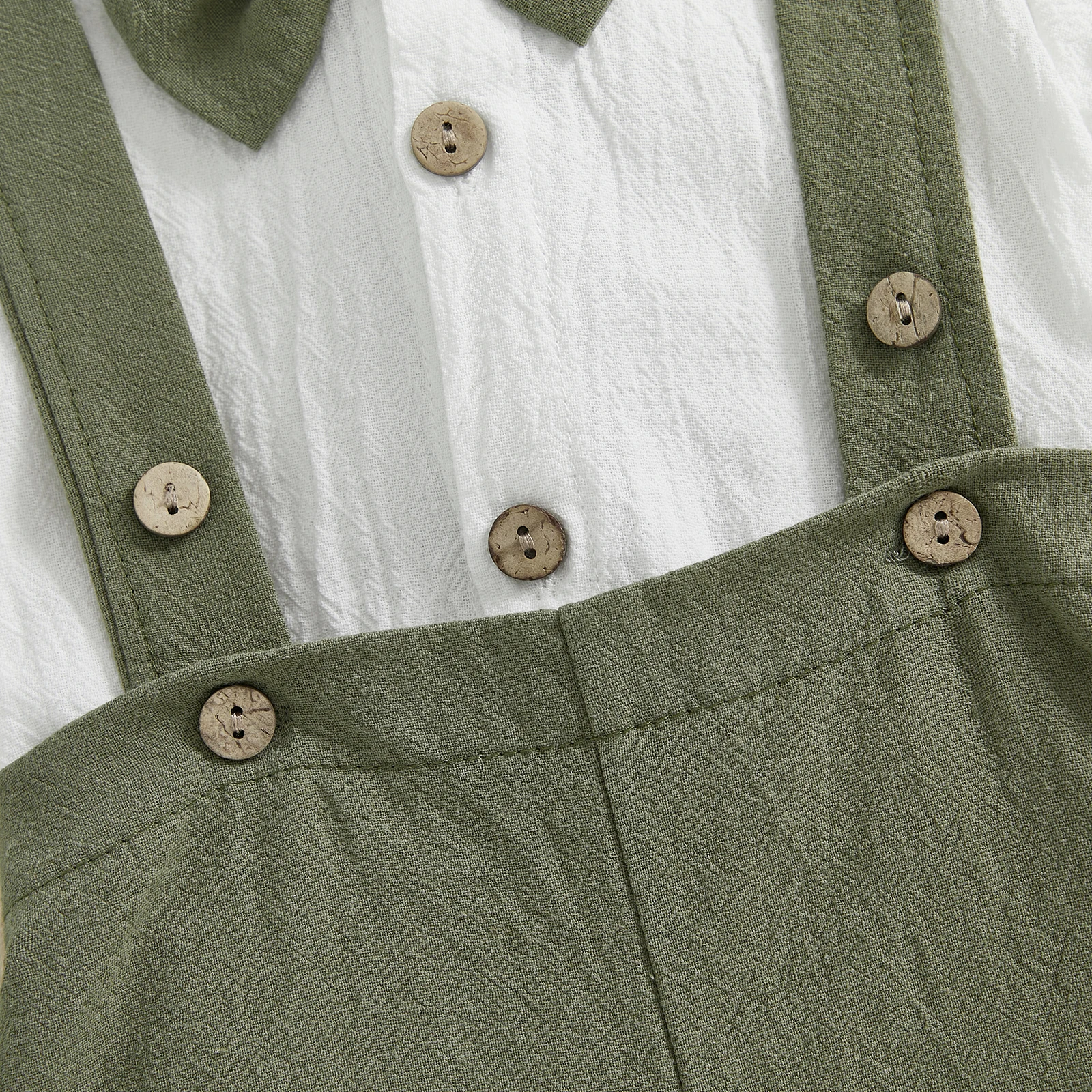 BeQeuewll 2PCS Summer Baby Gentleman Clothes for Boys Short Sleeve Lapel Neck Romper with Suspender Shorts Bowtie Newborn Suits 6
