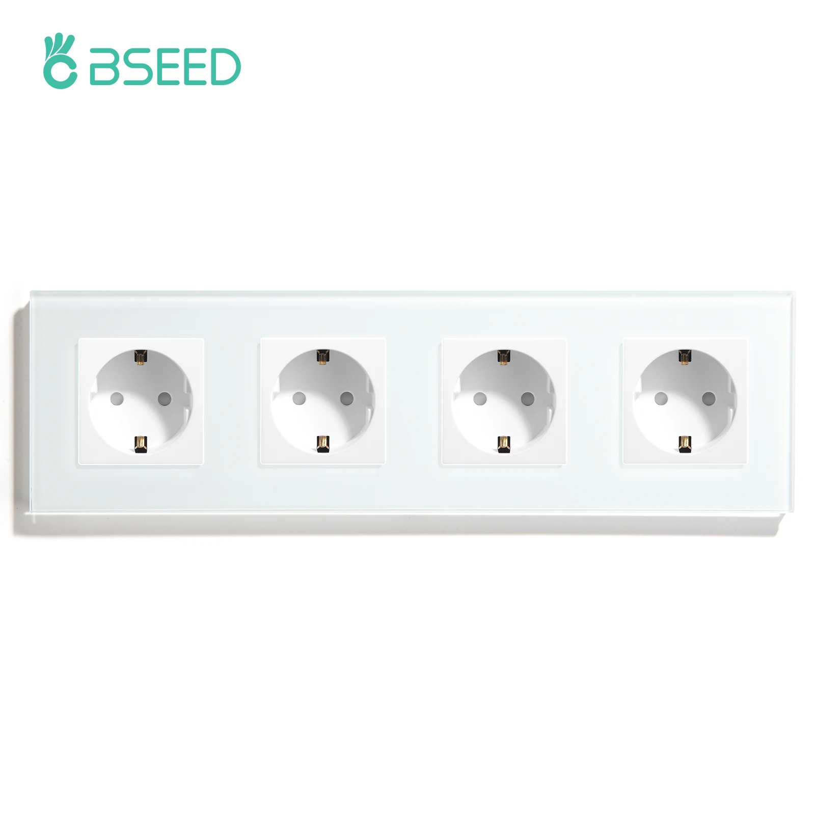 BSEED Eu standard Quadruple Wall Socket Glass Electrical Outlets Power
