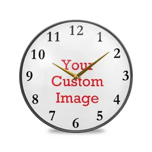 6p DIY Large Wall Clock Custom Photo Decorative Living Room Family Round Clock gold Personalized Images Acrylic Frame Big Clock