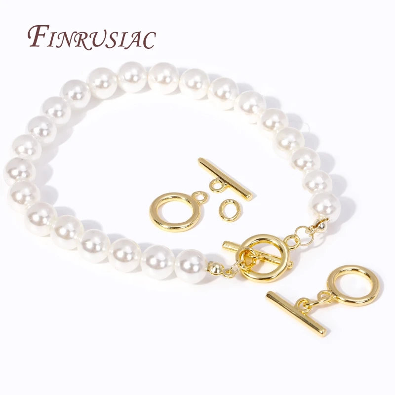 18K Gold Plated End Beads Toggle Clasp jewelry accessories For Bracelet Necklace Making Supplies Brass Round OT Clasp For DIY Jewellery Crafts
