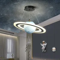 Enfants chambre planète lampes suspendues créatif acrylique terre boule lustre dessin animé enfants garçons chambre espace étoile suspendus éclairage 2