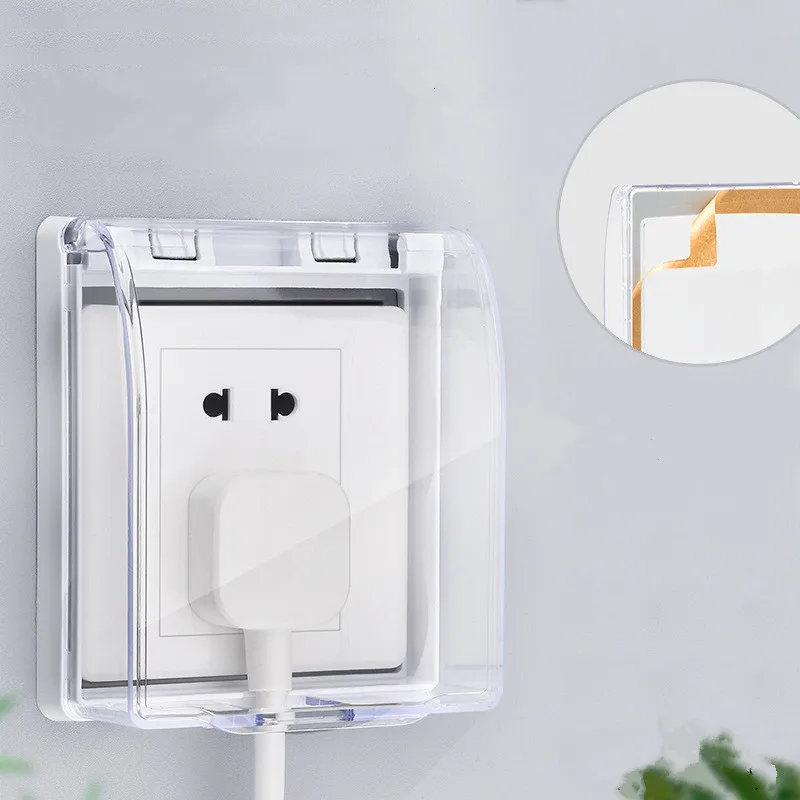 Self-adhesive 86 type wall socket waterproof box nail-free glue paste Doorbell board panel Cover switch Button protection Cover