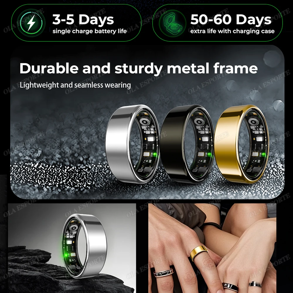 2025 New Smart Ring, Blood Pressure, Heart Rate, Health Manager, Multi Sports Modes For Men Women, IP68 Waterproof,Smartring Mam 3