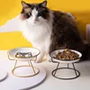 Pet Ceramic Bowl Cat Food Canned Tray with Stand 2
