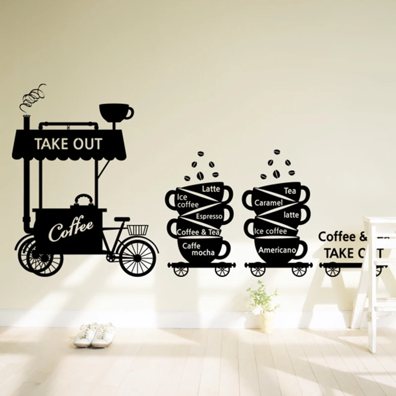 Coffee Shop Sticker Glass Decal Cafe Poster Vinyl Art Wall Decor Mural Break Milk Tea 1001
