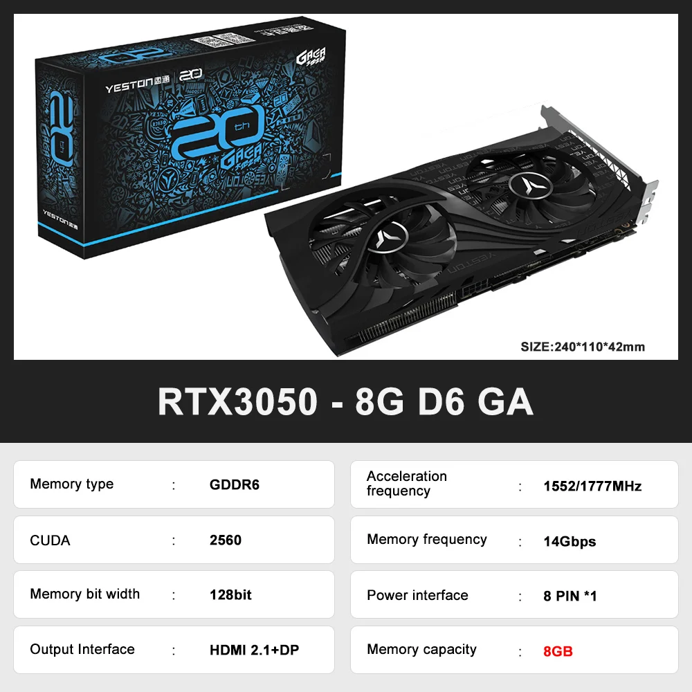 Yeston nova placa gráfica gddr6 nvidia rtx 3060 12g gaming gpu