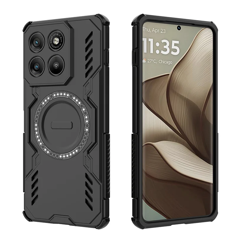 Heat Dissipation Armor Magnetic Phone Case with TPU Frame and Plastic Back Cover