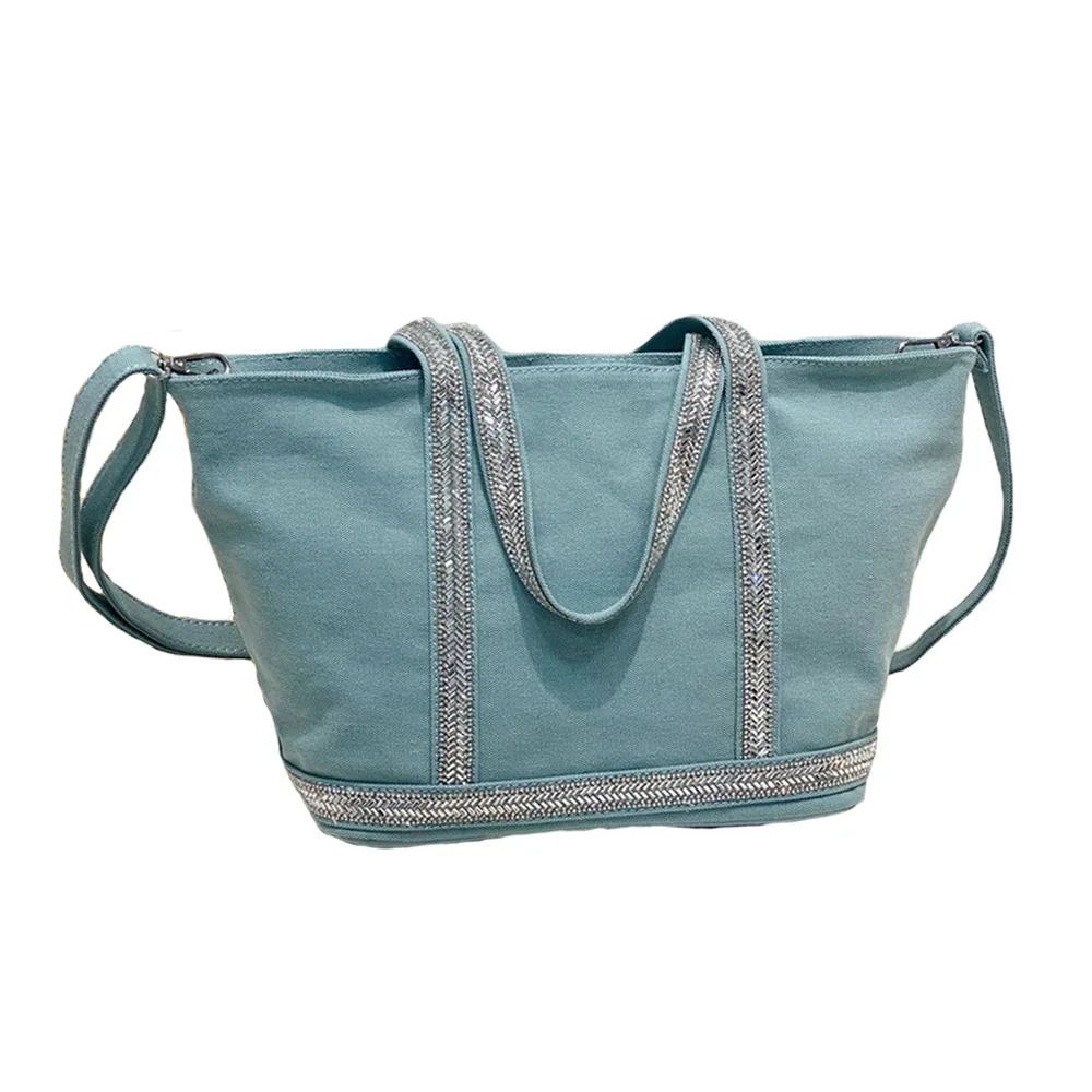 Ladies Canvas Shoulder Bags Net Red Canvas Rhinestone Large Capacity